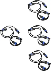 Vaguelly 4sets Stage Speaker Cables 4-core Pure Wire Noise-canceling Plugs Versatile Connectors 2pcs*4
