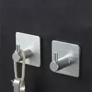 5-1PCS Stainless Steel Hook Self Adhesive Clothes Bags Key Rack Kitchen Towel H