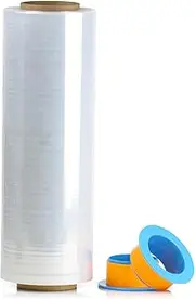 Clear Stretch Shrink Wrap Film, Heavy Duty Packaging Stretch Film for Shipping, Moving, Pallet, 1 Roll with 1 Pair Hand Saver,15 Inch x 1476ft, 70 Gauge,BOMEI PACK