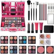 All-In-1 Makeup, Highlighter Blush Brush, affordables Makeup Kit for Women Workers in a Travel Friendly Case, Versatile Makeup Set, Complete Beginner-Friendly Set with Eyeshadow Blush, 16.5x25x8.7cm