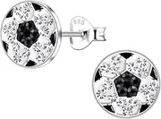 [Katy Craig] Football Earrings with Crystal Stones 925 Sterling Silver Jewellery, Sterling Silver