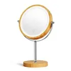 8" Lighted Makeup Mirror with Bamboo Stand, 1X/10X Double Sided Magnifying Va...