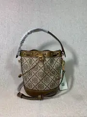 NEW Tory Burch Hazelnut T Monogram Jacquard MINI Bucket Bag $368