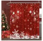 Christmas Snowflake Shower Curtain White Red Snowball 72”x72” Home Decor Xmas
