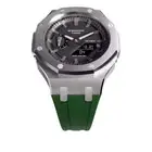 Casioak Mod Royal Oak Watch Casio G-Shock GA-2100 Silver Case Green Strap GA2100