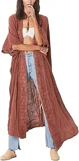 [Bsubseach] Embroidery Half Sleeve Open Front Kimono Beach Cover Ups for Women