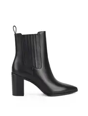 Clancy Gusset Ankle Boot - Black Leather
