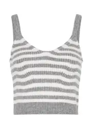 Jonathan Simkhai Braylee Striped Wool-blend Tank - Grey - M (UK12 / M) M (UK12 / M)