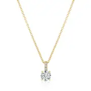 Authentic Crislu Brilliant Cut MicroPave Pendant in Yellow Gold