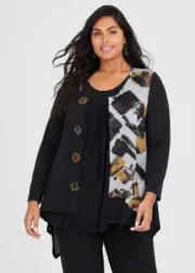 TS TAKING SHAPE Long Sleeve Evolution Large Button Cardi Size M (18-20) *NWTS*
