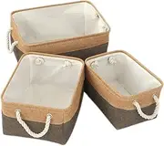 1 x Foldable Storage Box without Lid, Decorative Fabric Storage Boxes with Handles for Organising Shelves Cupboards, 31 x 21 x 13 cm, Brown