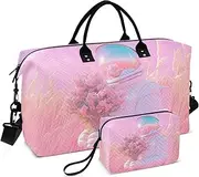 [ZRYSMY] Duffel Bag for Traveling, Flower Astronaut Abstract Travel Bag Gym Bag, with Multiple Interior Pockets Shoulder Weekender Bag for Women Men with Toiletry Bag 20.5L x 1.9W x 13.8H