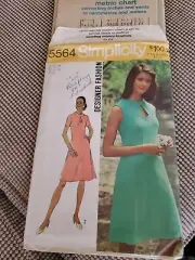 Vintage Sewing Pattern Simplicity 5564 Keyhole A line Dresses Women's Sz 14
