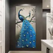 Blue Peacock Flower Animal Posters Prints Canvas Painting Wall Picture Mural