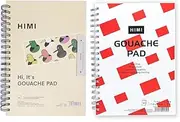 AOOK MIYA HIMI 2Pack HIMI Gouache Pad, 7X10''(98lb/160g) 50 Sheets Mix Paper Pad, Side Wire Bound, Fine Texture, In Gouache Acrylic Art Pad for Sketching, Ink Sketch book, Art Supplies Drawing Pad Gift（TOTAL :100Sheets)