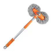 Retractable Car Wash Mop with Long Handle Double-Head Design Soft Bristles orange