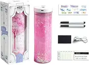 Multifunctional Pencil Case Box with Fingerpri Lock Layer Cylindrical Cute Pen Holder Built-in Mirror Erasable Notepad & Calculator Large Storage Stationery Box Desk Organizer for Pink