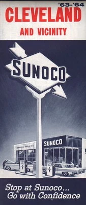 1963 Sunoco Road Map: Cleveland and Vicinity NOS