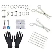 38PCS Professional Body Piercing Tool Kit Ear Nose Navel Nipple Needles Set_ro