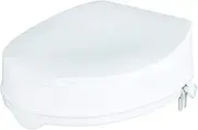 Homecraft Savanah Raised Toilet Seat, 10cm High with Lid, Elevated Toilet Seat Locks Onto Toilets, Portable Commode Seat with Sturdy Brackets, Medical Aid for Elderly, Disabled, Limited Mobility