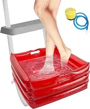 Inflatable Pool Foot Bath Basin, 14 x 14 x 5.5 inch Foot Soaking Bath Basin for Pool Entry Ladder Portable Pool Foot Wash Basin Above Ground Swimming Pools Accessories for Pool Spa (Red)