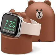 elago | LINE Friends W2 Charger Stand Compatible with Apple Watch 10/9/8/7/6/5/4/3/2/1/SE, Compatible with Apple Watch Ultra 2 & 1, Charging Dock Station (Brown)