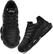 [ARISIC] Safety Trainer Men Women Lightweight Steel Toe Cap Trainers Comfortable Safety Shoes Non-Slip Work Shoes with Air Cushion Industrial Trainers, Black