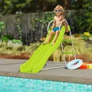 Qaba Outdoor Slide for Kids Ages 3-8, 5.7FT Freestanding Wave Slide, Green