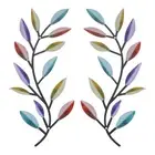 Metal Tree Leaf Wall Decor 2 Pack Vine Olive Leaf Wall Art Style 4, Multicolored