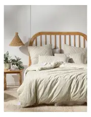 [Linen House] Classic Stripe Quilt Cover Set in Pebble