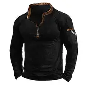 Men's Sweatshirt Quarter Zip Sweatshirt Black Army Green Half Zip Color Block Patchwork Quarter Zip Sports Outdoor Daily Holiday Polyester Streetwear Basic Ca