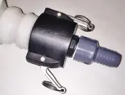 275 330 GN IBC TOTE TANK DRAIN ADAPTER 2" Cam Lock x 1" BARB for WATER PIPE