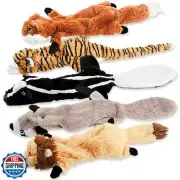 Dog Squeak Toys, No Stuffing Plush Dogs Chew Toy Bundle for Small Medium Larg
