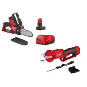 Milwaukee Pruner Shear 12-Volt Cordless Brushless w/ HATCHET Pruning Saw+Battery
