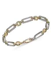 Bloomingdale's Fine Collection Diamond Paperclip Bracelet in 14K White & Yellow Gold, 1.0 tcw