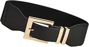 [Tadill] Wide Elastic Belt for Women with Metal Buckle, Black Fashion Corset