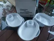 Individual Chip & Dip Bowls - Set Of 6 White NiB - Plastic Melamine