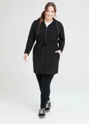 TAKING SHAPE - VIRTUELLE Bamboo Ponte Hooded Jacket -size S (16-18) -RRP $169.95