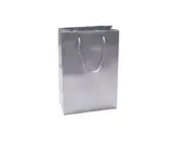50 x SILVER GLOSSY LAMINATED PAPER GIFT CARRY SHOPPING BAGS BULK - SMALL MEDIUM