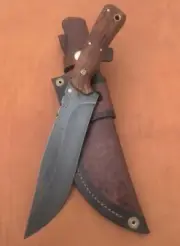 15" CUSTOM HANDMADE D2 TOOL STEEL FIXED BLADE HUNTING BOWIE WITH WOODEN HANDLE