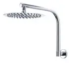 WELS Round Chrome Swivel Gooseneck Wall Shower Arm 10" Rain Shower Head Set