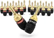 Sewell Deadbolt Banana Plugs 10-Pairs by, Gold Plated Speaker Plugs, Quick Connect SW-29863-10