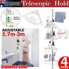 Telescopic Bathroom Tension Pole 4 Shelf Corner Bath Shower Rack Caddy Organiser