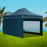 Gazebo 3x4.5 Pop Up Marquee Folding Wedding Tent Camping Fly Mesh Canopy Navy