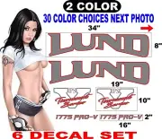 LUND 1775 PRO V 2075 PRO V TOURNAMENT BOAT DECAL DECALS HULL 30 COLOR CHOICES