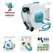 Retractable Garden Hose Reel with Wall Mount 1/2"×100ft with 10 Pattern Hose ...