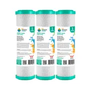 3x CARBON BLOCK WATER FILTERS 100% COCONUT CARBON 1 micron 10" x 2.5" (4-6CTO)
