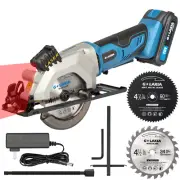 Mini Circular Saw, 4-1/2"" 3400RPM Cordless Circular Saw with Laser Guide, Rip G