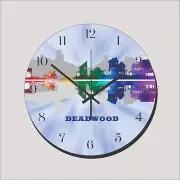 Deadwood SD Old West Skyline City Art Wall Hanging Wall Clock Time Piece