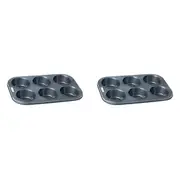 2x Wiltshire Easybake Non-Stick 6 Cup Cupcake/Muffin Pan Oven Safe Baking Tray